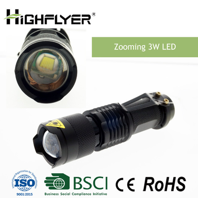 小型の集中の導かれた懐中電燈、3W LEDの高輝度懐中電燈200LM