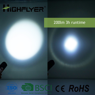 小型の集中の導かれた懐中電燈、3W LEDの高輝度懐中電燈200LM