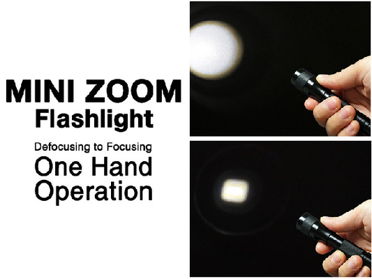 小型の暖かく白い導かれた懐中電燈、ズームレンズのキーチェーンの極度の明るい懐中電燈