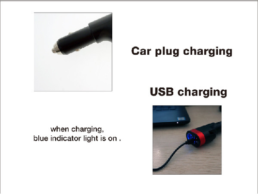 再充電可能な親指スイッチ緊急LED懐中電燈1W車のプラグ充満